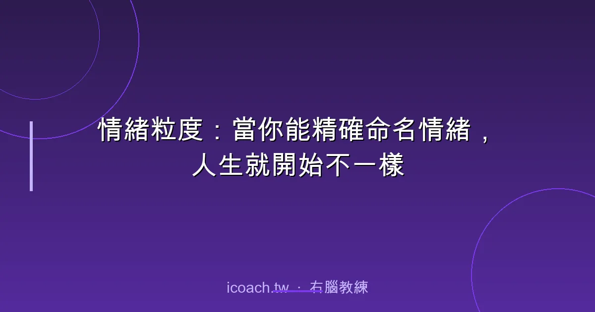 情緒粒度：當你能精確命名情緒，人生就開始不一樣