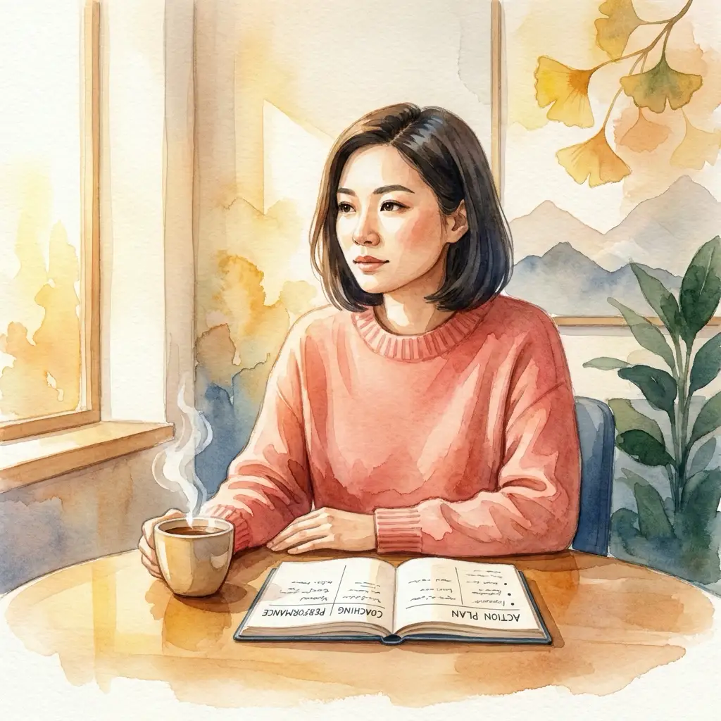 performance review coaching watercolor v2a右腦教練